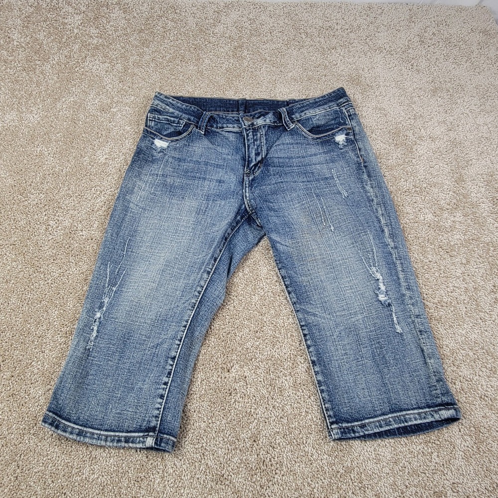 Vigoss Denim Capri‎ Jeans Distressed Cropped Blue Size 13